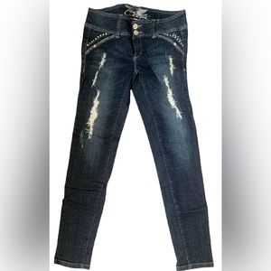 Bedazzled denim skinny jeans